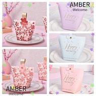 AMBER Wedding Candy Box, Gift Paper Paper Box,  Small Pink Candy Bag