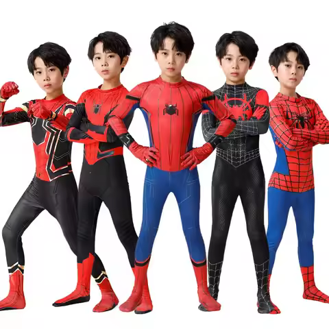 Kids Spider Man Cosplay Costume for Boys Girls Halloween Remastered Spiderman Jumpsuit Full Bodysuit