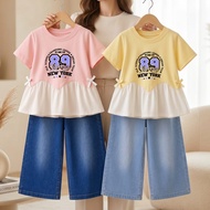 KATUN Girls' Set: T-shirt, Tunic, Culottes, Jeans, Cotton New York Queens 89, Trendy Kids' Fashion, 