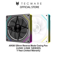TECWARE LUMI LINK PWM 120MM ARGB REVERSED BLADE CASING FAN BLACK WHITE ARGB FAN 120MM FAN