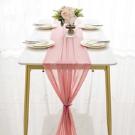 Nordic Chiffon Table Runner Party Tablecloth Decoration Wedding Table Runner Solid Color Chiffon Tab