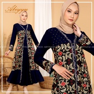 Abaya Turkey Mewah Gamis Turki Bahan jersey mix ceruty  dengan Aplikasi bordir renda pada organdi da