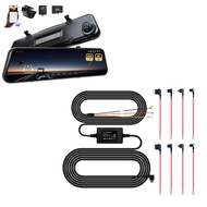 P12 Pro Max 4K+2.5K Rear View Mirror Camera w/Type-C Full Set Hard Wire Kit, 12'' Mirror Dash Cam wi