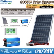 ชุดระบบพลังงานแสงอาทิตย์ 3000W5000W วัตต์ พร้อมอินเวอร์เตอร์ DC12V/24V ถึง AC220V และแผงโซลาร์เซลล์