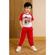 MERAH Red and White Clothes for Girls and Boys 80th Garuda August T-shirts, Girls' Competition Cloth