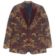 成色極佳的DOLCE & GABBANA MARTINI單排扣修身西裝外套，全身印花，天鵝絨飾邊，44顏色，多色，含衣架，正品意大利製造。