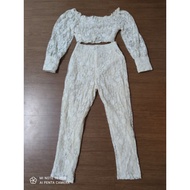 Cream Lace Long Pants Set Aokbab Label ​SZ.S-M Tree