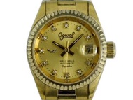 [專業] 機械錶 [Ogival G3038] 愛其華蠔式圓型全金機械女錶[金色面+日期]/中性/新潮錶