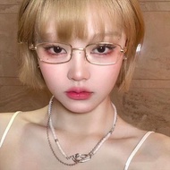 0~-600  New fashion square frame anti-blue myopia glasses have a metal frame frame retro square fram