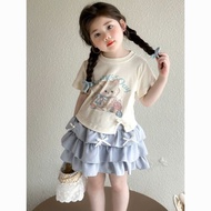Girls Suit Girls' Set Girls' Set Girls Summer Suit Unique Sweet Girl Baby Cartoon T-Shirt Short Skir