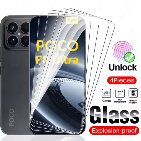 For Xiaomi Poco F8 Ultra Pro 5G Glass 4Pcs 9H Glass On PocoF8Ultra PocoF8Pro Protective Glass Poko L