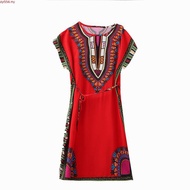 baju raya 2023 mumah Ready Stock Plus Size【45-90kg】 kani batik Women Bohemian Beach Dress Short Sve 