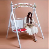 Kerusi Buaian Besi Tempa Luar + Hiasan Lampu LED /Outdoor Wrought Iron Swing Chair With LED light de