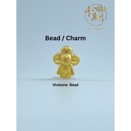 LeClassic 999 Emas Gold Viviene LV 薇薇安 Solid Padu Charm Bead 2mm 0.78gram