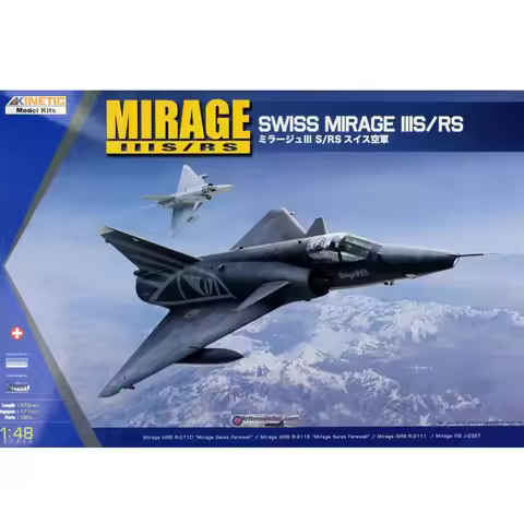 K48058 KINETIC 1/48 Swiss Air Force Mirage IIIS/RS Assembly Model Kit Military