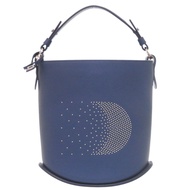 Delvaux Pan Mini 水桶皮革海軍藍手提包 0183 [二手] DELVAUX