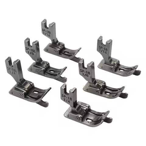 SP-18 (1/16''+1/8''+1/4'') Hinged Presser Foot With Right & Left Guide For Singer Brother Industrial