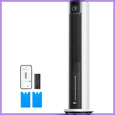 43" Evaporative Air Swamp Cooler, 80° Oscillating Floor Fan, 6L Tank, 4 Speeds & Modes, 12H Timer, W