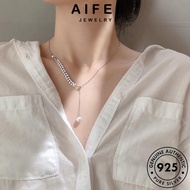 AIFEI JEWELRY Pendant Chain For 925 Perak Original Leher Rantai Women Necklace Perempuan Accessories Pearl 純銀項鏈 Silver Korean Sterling N981