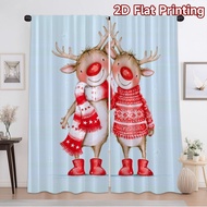 2D flat printing 2pcs curtain Christmas Reindeer Friendship Digital printing Party Decorations Perfe