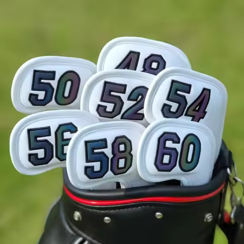 Headcovers For Sand Wedges Golf Club Head Cover Big Number Magnet Long Neck Black/White PU Leather 4