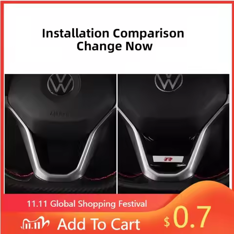 80% Hot ABS Metal R Rline Emblem Car Steering Wheel Decoration Sticker For Volkswagen R-Line GTI Pol