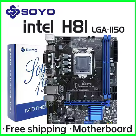 H81 Motherboard SOYO DDR3 LGA 1150 RAM 16GB Support I3 I5 I7 Nvme NGFF M.2 Slot VGA HDMI-Compatible 