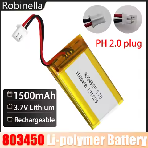 803450 Li-polymer Battery 3.7V 1500mAh Polymer Lithium Ion Rechargeable Batteries for Power Bank GPS
