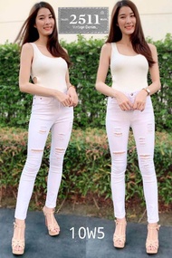[[ถูกสุดๆ]] 2511 Vintage Denim Jeans by Araya กางเกงยีนส์ ผญ กางเกงยีนส์เอวสูง กางเกงยีนส์ผู้หญิง กางเกงยีนส์ กางเกงยีนส์ยืด เอวสูง เรียบหรูดูแพง กางเกงยีนส์แฟชั่น สีขาวแต่งขาดแบบเท่ๆ เนื้อผ้านิ่มใส่สบาย เข้ารูปเป๊ะเว่อร์ ทรงสวย ขาเรียว