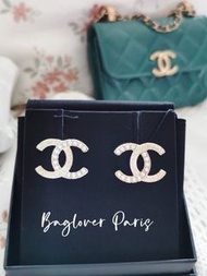 勁抵！24s 情人節禮物！Chanel Earrings 淡金閃石24p 24c 23b 23a 23s  23p cc logo gold 耳環 Christmas gift