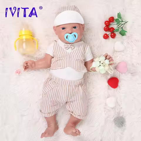 IVITA WB1513 59cm 5210g Original Full Silicone Reborn Baby Dolls Eyes Opened Newborn Alive Laughing 