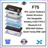 AULA F75 Wireless Mechanical Keyboard 75% GASKET Structure RGB Hot swappable Custom Keyboard With Kn