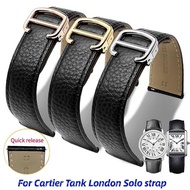 Genuine Leather Watch Strap for Cartier Tank London Solo Lychee textured cowhide Watchband Men Women band 17 20 22 23 24 25mm