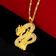 18K Gold Stainless Dragon Pendant and Chain necklace for men hypoallergenic kwintas Necklace for Men