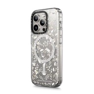 CASETIFY Broken flowers Pattern Ice Crystal Clear Shockproof with MagSafe Phone Case for iPhone 15 P
