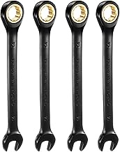 HARFINGTON 4Pcs Ratcheting Wrench 14mm Metric Open End Wrench 72-Teeth CR-V Steel 12 Point Nickel Pl