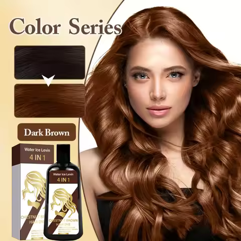 Hair dye shampoo Brown 4 IN 1 1+1 Pack 100ml Biotin Collagen Hyaluronic Acid Vitamin C Gray Coverage