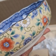 Miniature Arita Ceramic Bowl With Antique Indigo Pattern (Arita Ware Japan)