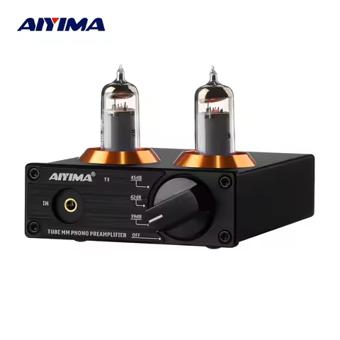 AIYIMA T3 Vacuum Preamp Amplifier 6A2 Tube MM Phono Vinyl Record Player Stereo Pre Amplifier Turntab