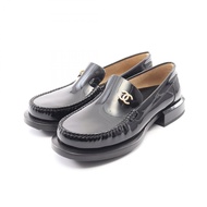 【二手】香奈兒樂福鞋，黑色漆皮，Coco Mark，女款，未使用。