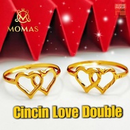 Cincin Love Double Emas 916 Original Cincin Emas 916 Bajet Cincin Emas 916 Original Tulen Cincin 916