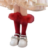 WIT AntiSlip Warm Socks Kids Girl Stretchy Knee  Socks Furry Edge Fashion Socks