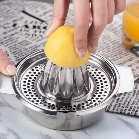 Manual Stainless Steel Lemon Orange Squeezer Citrus Juicer Hand Press with Bowl And Strainer for Fre