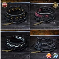 HITAM Men's 4mm 550lbs Paracord Rope Bracelet Plain Black Outdoor Survival Classy Premium Men's Brac