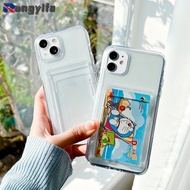 Transparent Card Holder Phone Case For Vivo Y02 Y02A Y02T Y16 Y35 Y22 Y22S Y01 Y15S Y15A Y75 Y55 5G Y73 Casing Clear Can Put Photos Cards Cases Soft TPU Protective Back Covers