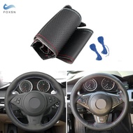 Red Blue line Leather Steering Wheel Cover Trim For BMW E60 E61 Touring 530d 545i 550i E63 Coupe E64