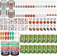 130 Pcs Sport Party Favors, Baseball Basketball Soccer Football Goodie Bag Fillers, Mini Stress Ball Stickers Whistle Keychain Charm Bracelet Wristbands Erasers Party Supplies (Sport Party Favors)