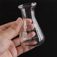 ✥1pcs Transparent conical flask glass erlenmeyer flask 50ml school lab glassware ☄❥