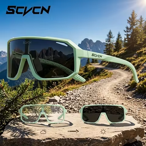 SCVCN Men Photochromic Sunglasses for Cycling Glasses Mountain Bike Road Bicycle Eyewear Pock Cycle 