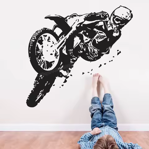 Dirt bike wall decor Dirt Bike Wall Sticker Motorsport Wall Decals Motorcycle Racing Room Decoration
